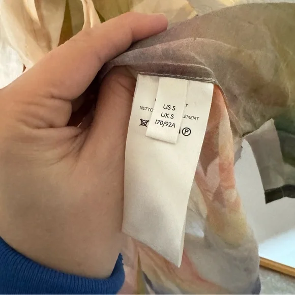 Anthropologie Aimee Clark Organza Shirt Dress Water Color Inspired Accent Small - Picture 8 of 13